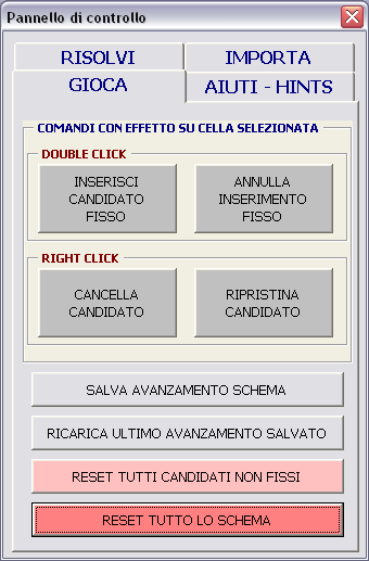 Scheda Gioca della User Form per Pencilmark Grids del Sudoku Analyzer Logic Solver & Report Builder
