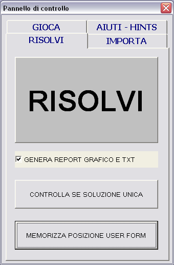 Scheda Risolvi della User Form per Pencilmark Grids del Sudoku Analyzer Logic Solver & Report Builder